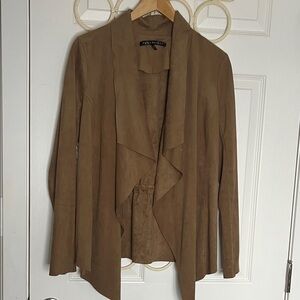 Meg and Margot Brown Women's M Blazer Waterfall open front faux suede